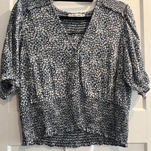 Abercrombie & Fitch XL Blue Floral Crop Top